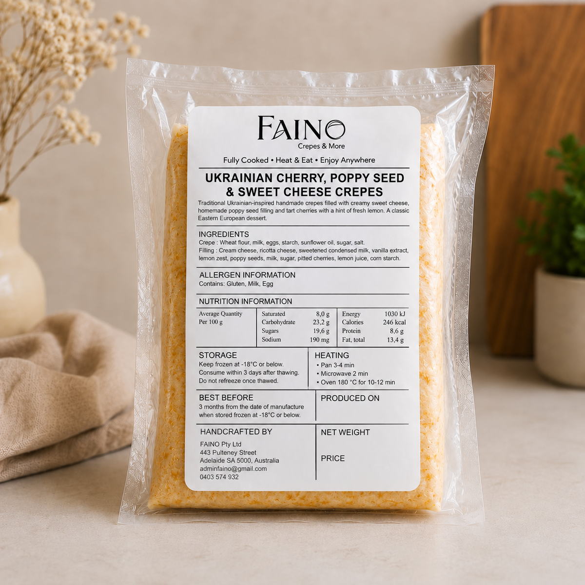Ukrainian Cherry, Poppy Seed & Sweet Cheese Crepes – Pack of 2