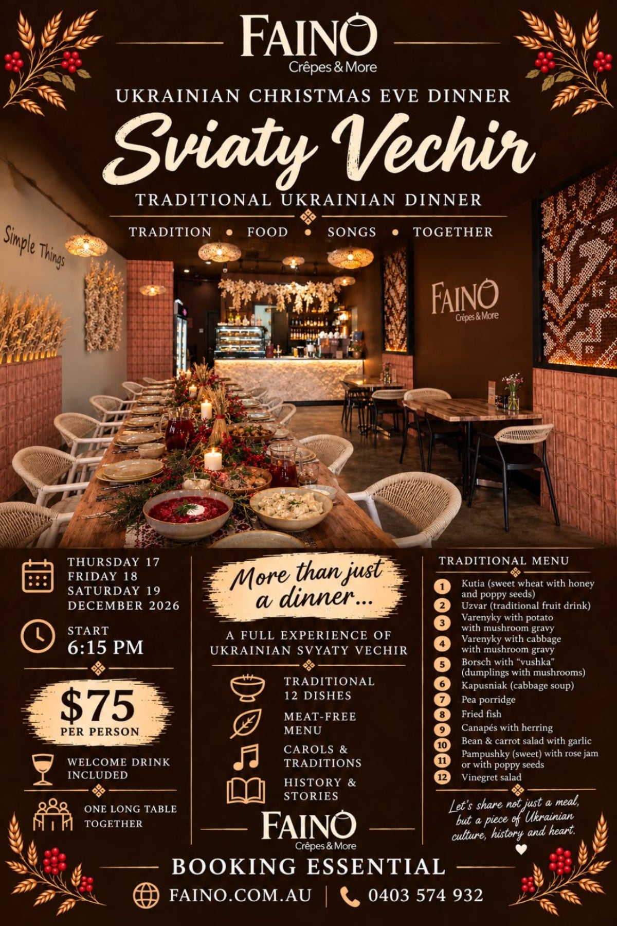 Christmas Dinner at FAINO - Seat Booking